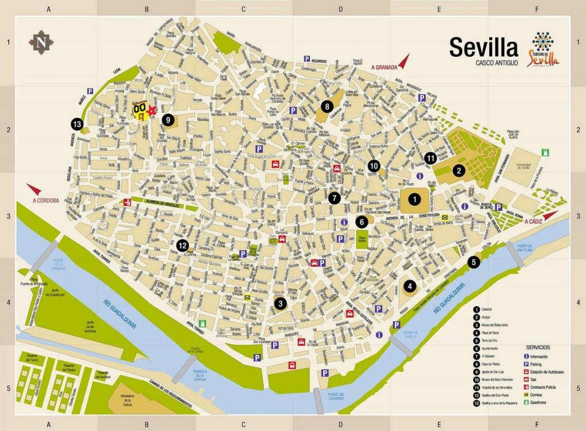 peta jalan bebas peta Seville sepanyol