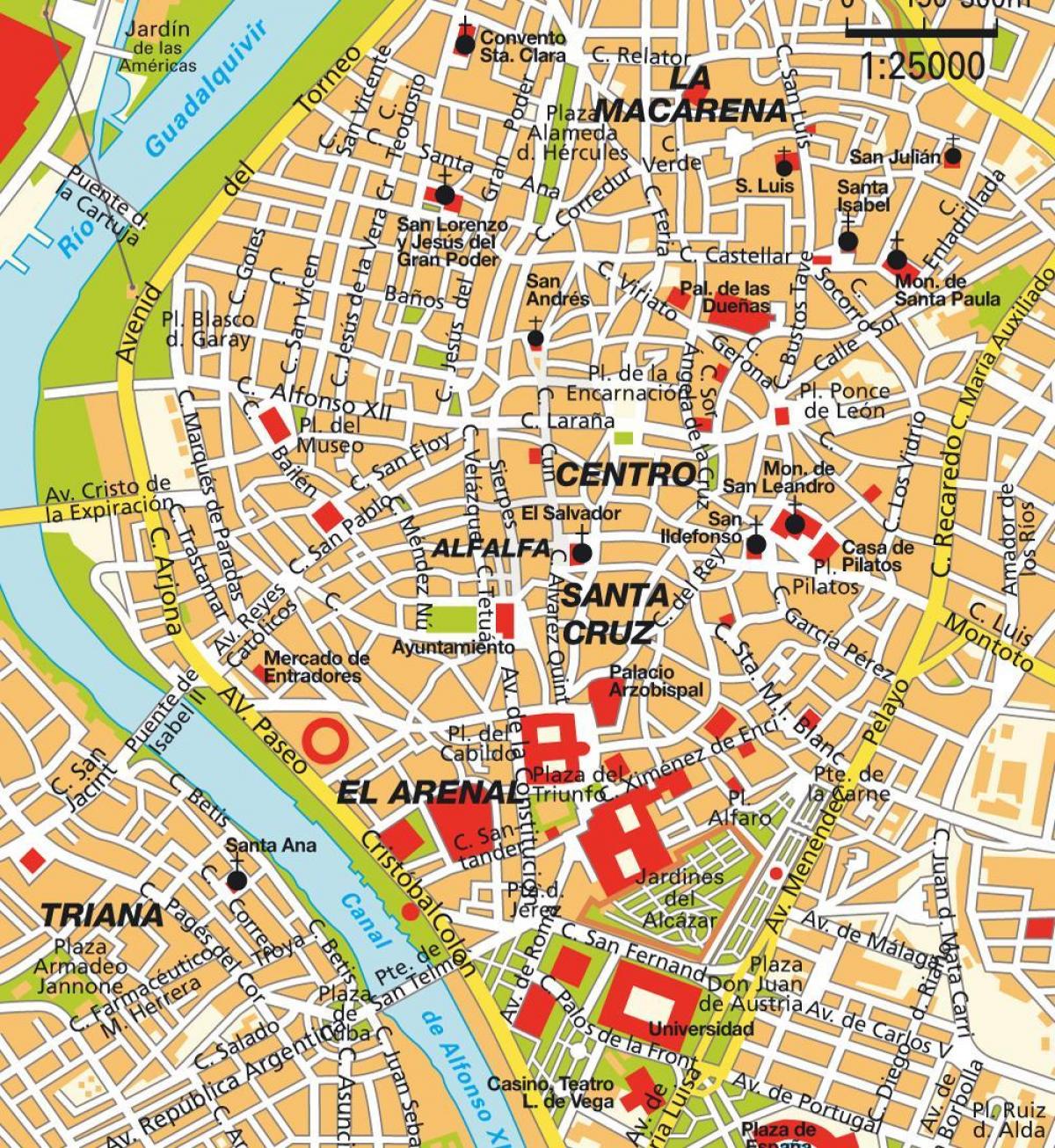 peta Seville sepanyol pusat bandar