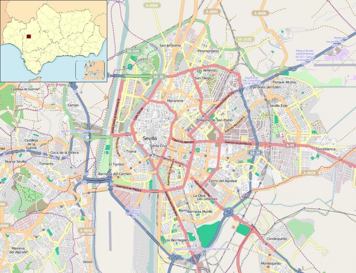 peta Seville sepanyol kawasan