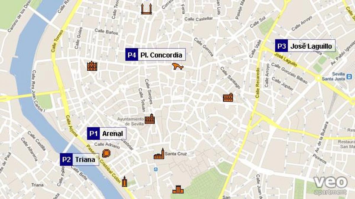 peta Seville tempat letak kereta