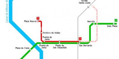 Peta Seville trem